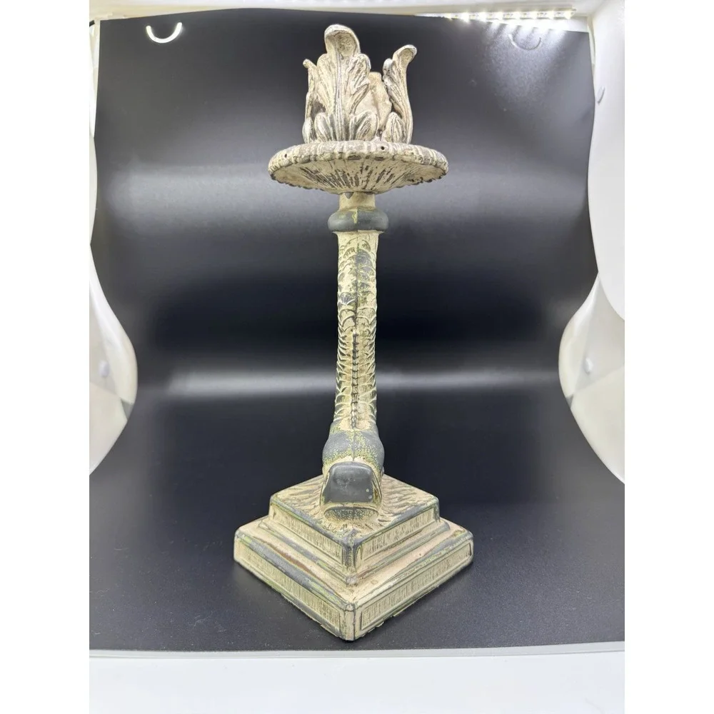 Antique Cast Iron Dolphin‎ / Koi Candlestick